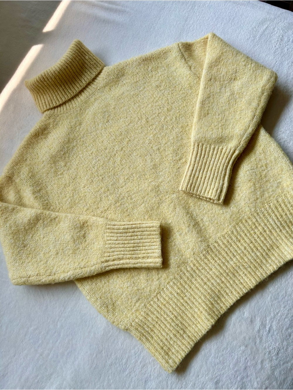Zara Butter Yellow Knit Turtleneck Sweater